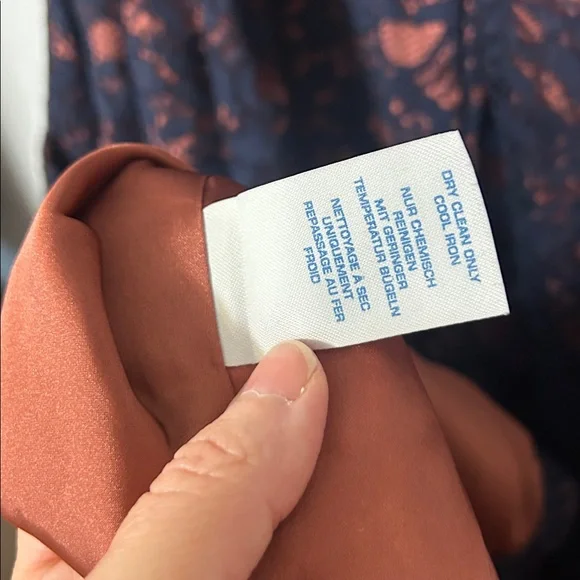 Boden Navy Lace Overlay Rust Satin Sheath Dress Size 12 - Picture 5 of 6